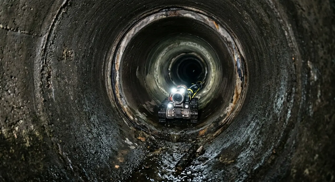 Robotic sewer camera inspecting pipe interior for Sewer Line Repair in Boxford